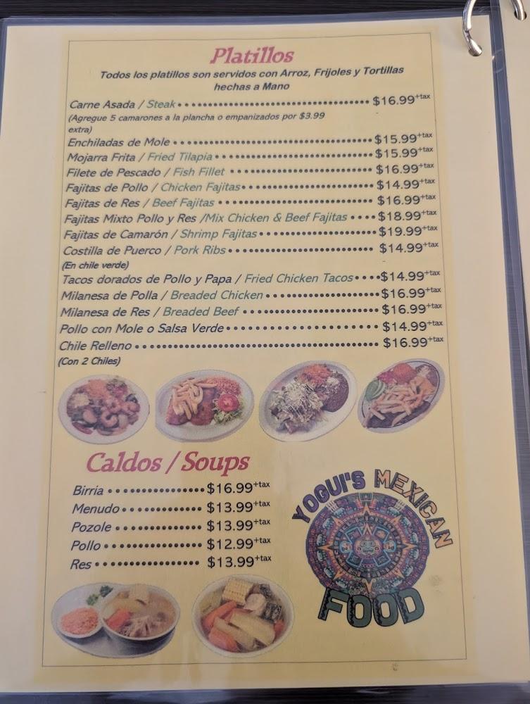 Yoguis Restaurant Menu image 1